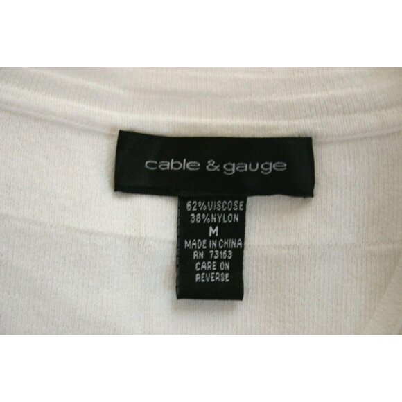 Cable & Gauge Womens White Short Sleeve V-Neck Sweater Top Size Medium - Picture 5 of 5